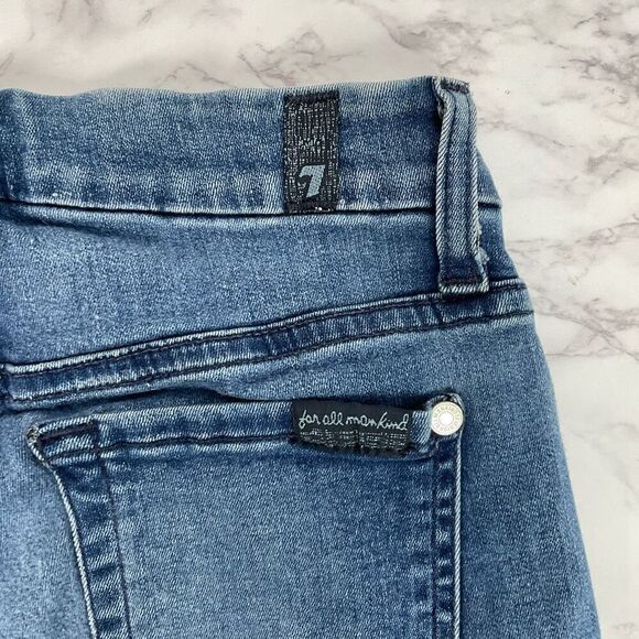 7 For All Mankind Custom Cutoff Distressed Mid Rise Jean Shorts 24 - Picture 3 of 6